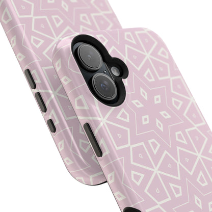 Pink and White Geometric Design Iphone Magnetic Tough Case