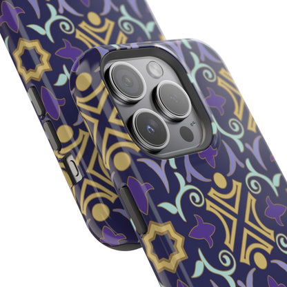 Geometric Purple and Gold Design Iphone Magnetic Tough Case