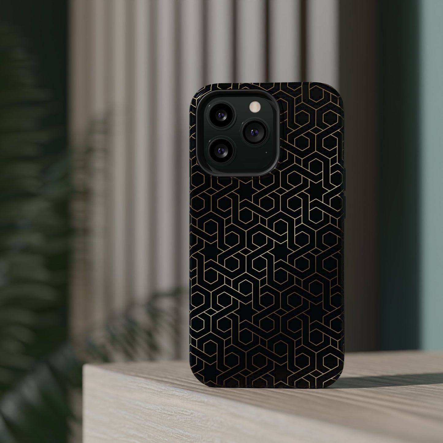 Black and Gold ⭐️ Geometric Design Iphone Magnetic Tough Case