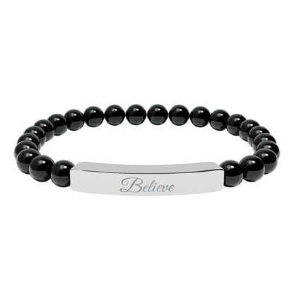 “Believe ” Engraved Natural Stone Bracelet - Meaningful Gift for Mindfulness and Style