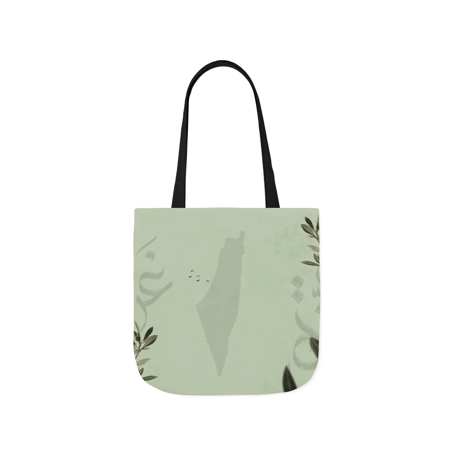 Olive Green Ghaza Letters  Tote Bag, 2-Color Straps