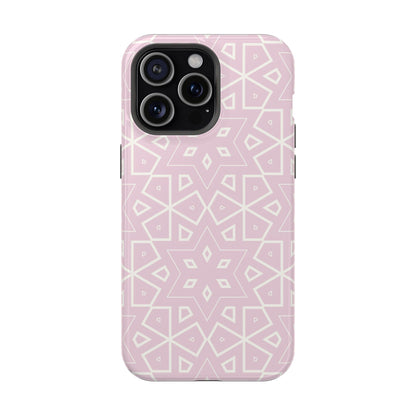 Pink and White Geometric Design Iphone Magnetic Tough Case