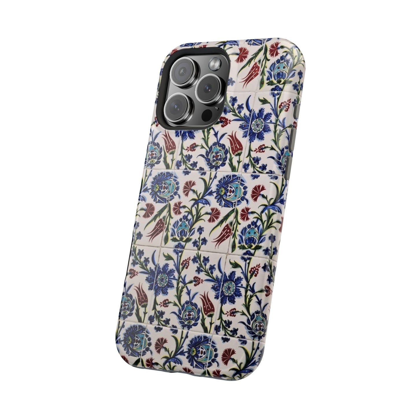 Blue ceramic Floral Design - Iphone Magnetic Tough Case