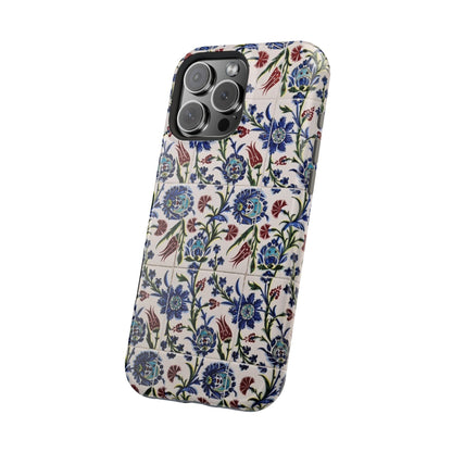 Blue ceramic Floral Design - Iphone Magnetic Tough Case