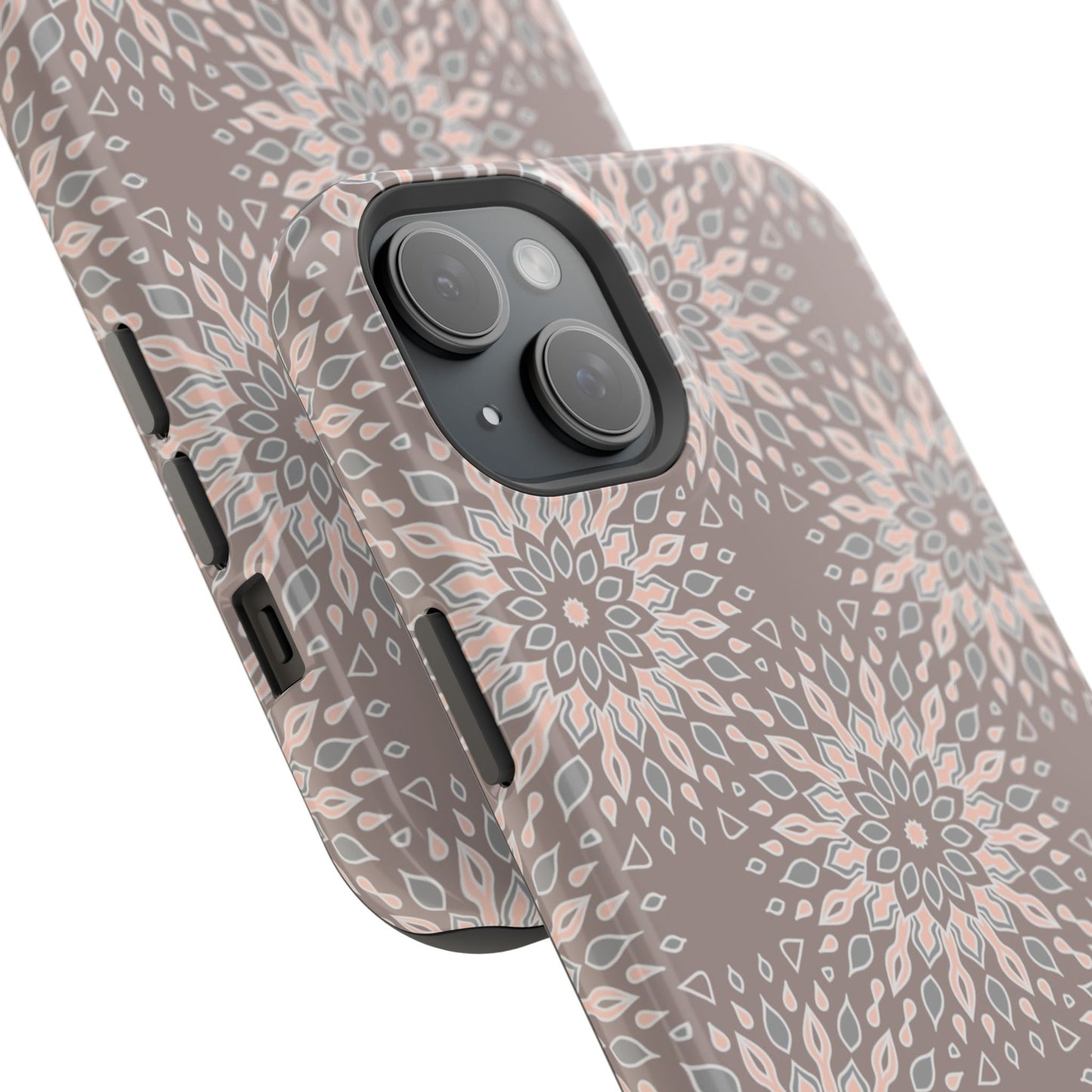 Beige Floral Design - Iphone Magnetic Tough Case