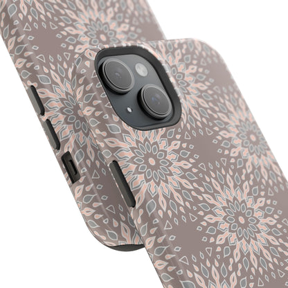 Beige Floral Design - Iphone Magnetic Tough Case