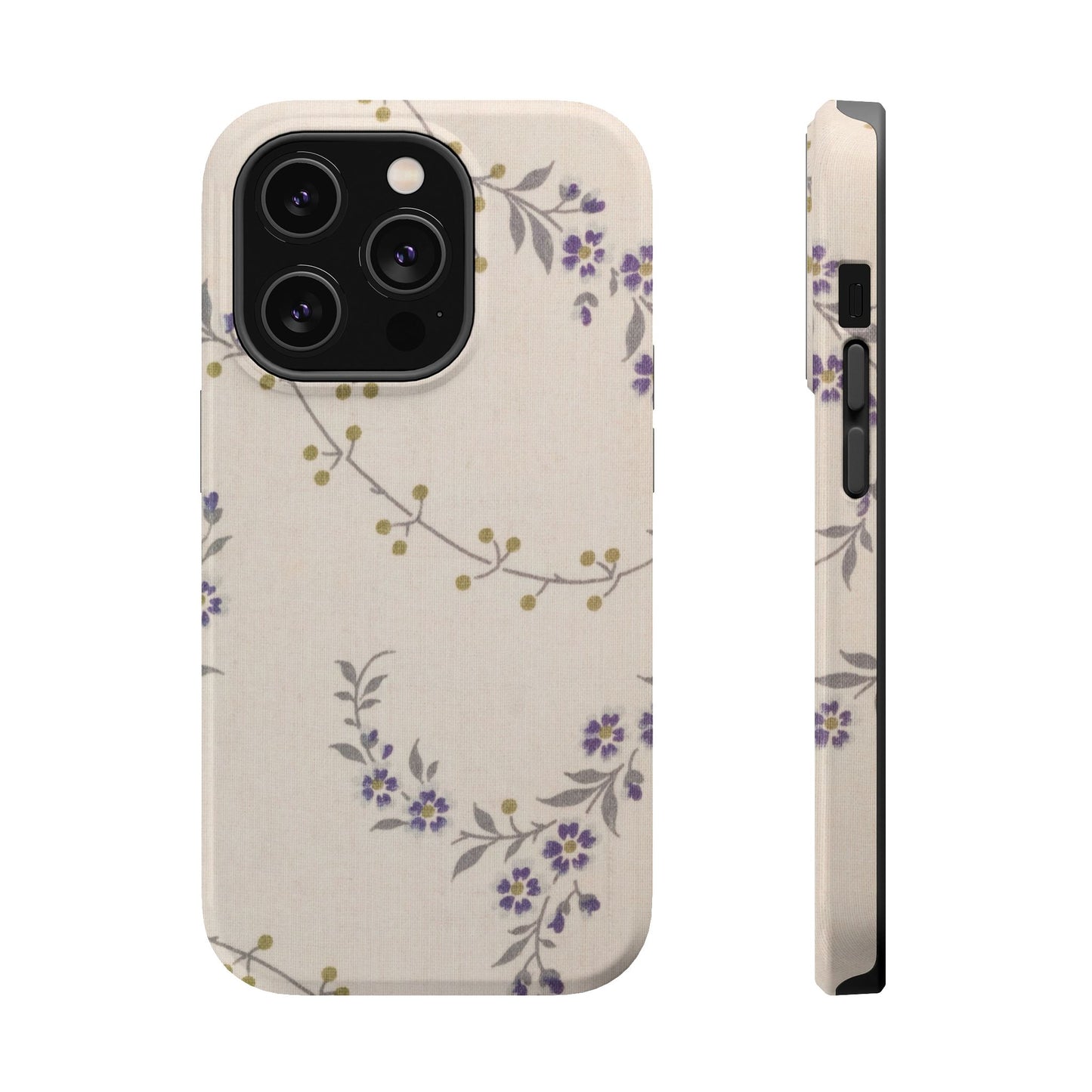Purple Floral Design - Iphone Magnetic Tough Case