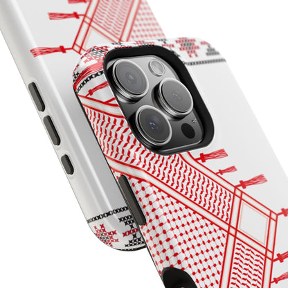 Red and White Hattah Design Iphone Magnetic Tough Case