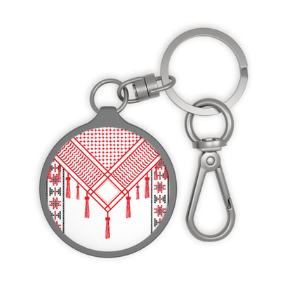 Shmagh Red and White with Tatreez  Charm/ key ring - Perfect Gift