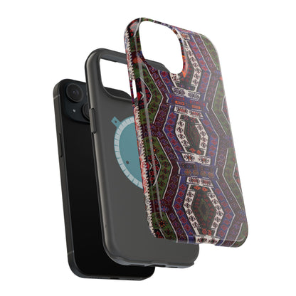 Purple and Green Geometric  Design - Iphone Magnetic Tough Case