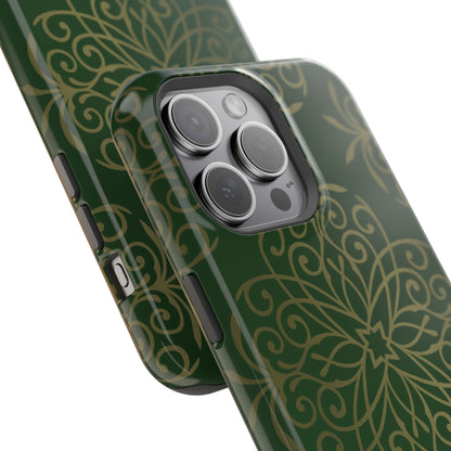 Gold and Green Flowery Design - Iphone Magnetic Tough Case