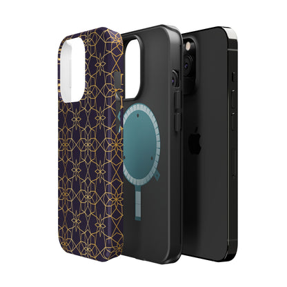 Gold and Purple Geometric Design Iphone Magnetic Tough Case
