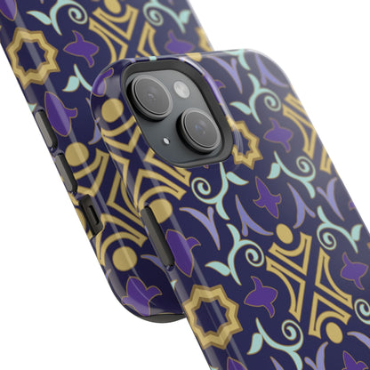 Geometric Purple and Gold Design Iphone Magnetic Tough Case