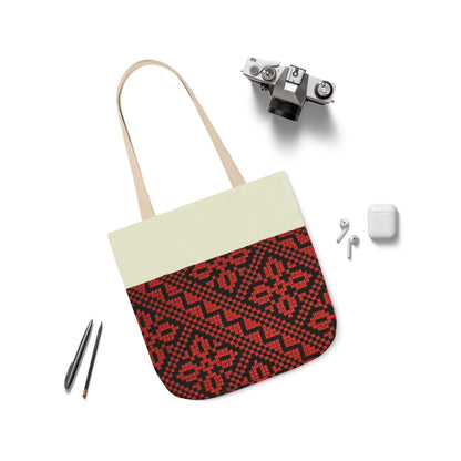 Red and Black Tatreez Designs Tote Bag