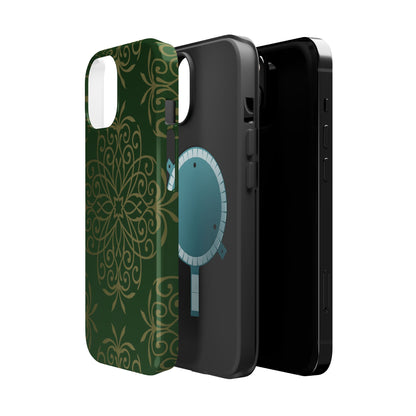 Gold and Green Flowery Design - Iphone Magnetic Tough Case