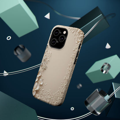 Beige Floral and Diamonds 💎 Design - Iphone Magnetic Tough Case