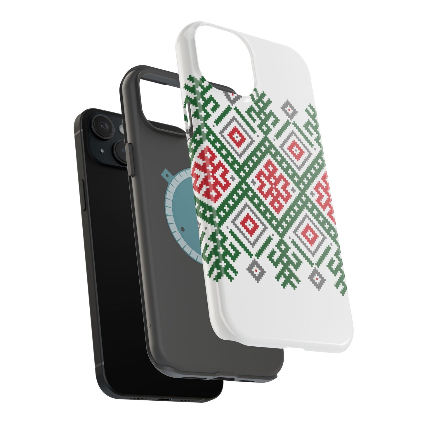 Red white Green and Black  Geometric Design Iphone Magnetic Tough Case