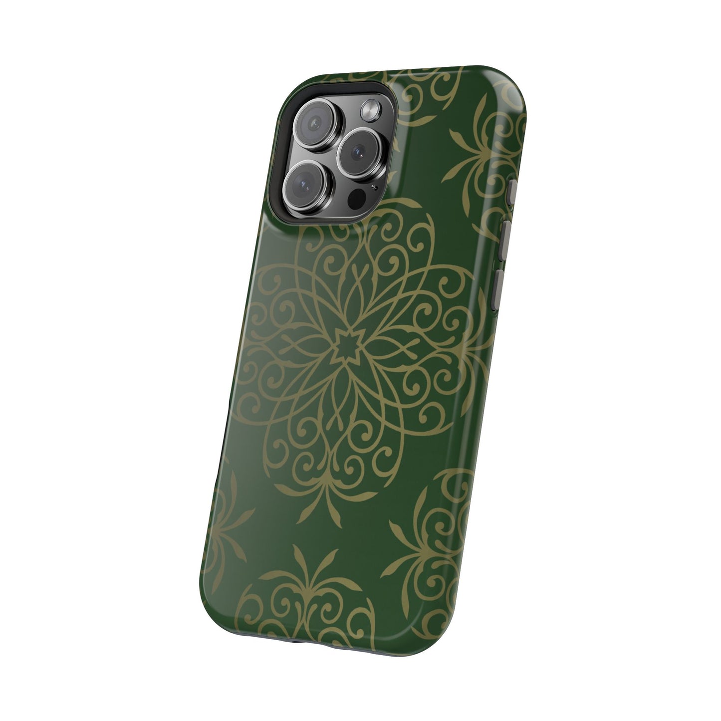 Gold and Green Flowery Design - Iphone Magnetic Tough Case