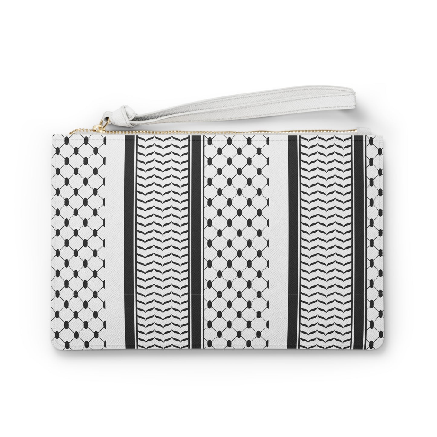 Large* Black and White Hattah Themed Clutch Bag, Stylish Purse