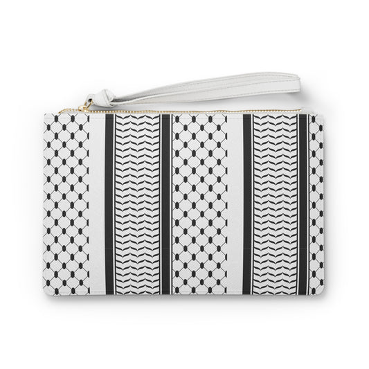 Large* Black and White Hattah Themed Clutch Bag, Stylish Purse