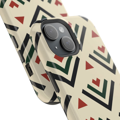 Red Black Green Geometric Design Iphone Magnetic Tough Case