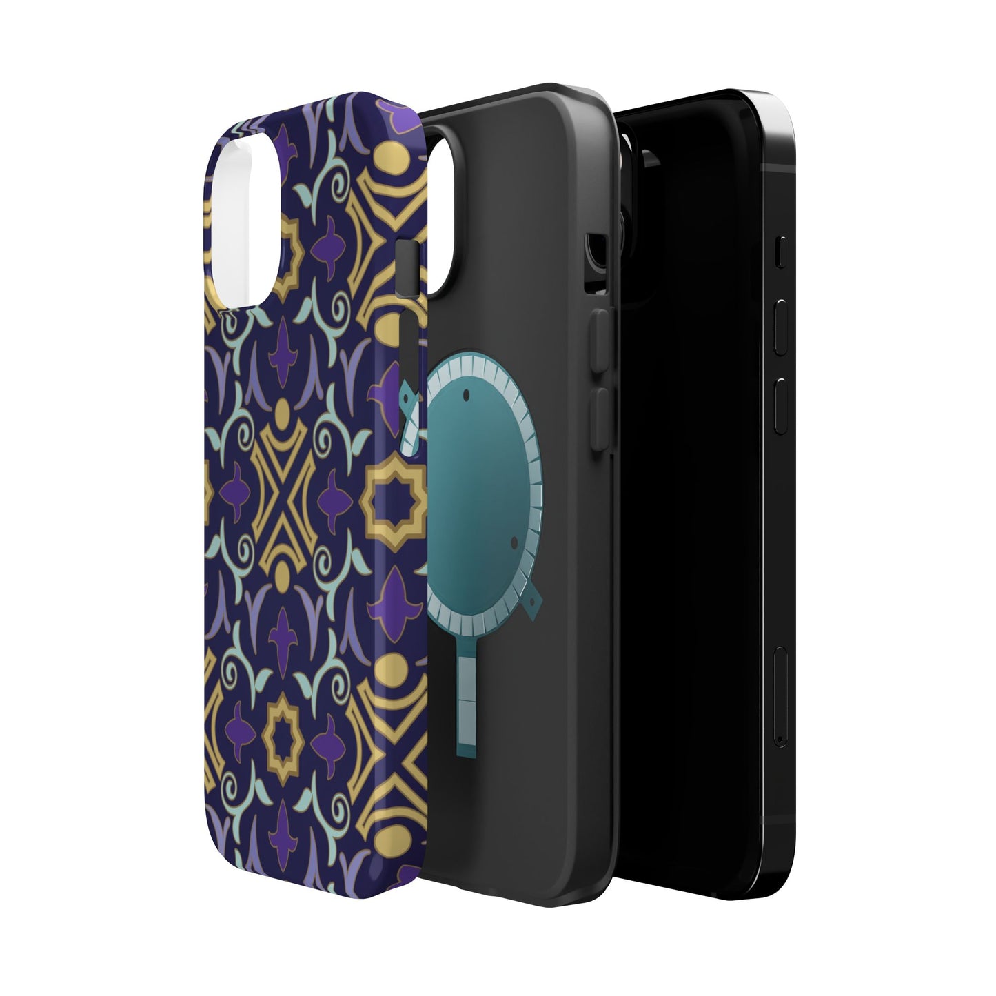 Geometric Purple and Gold Design Iphone Magnetic Tough Case