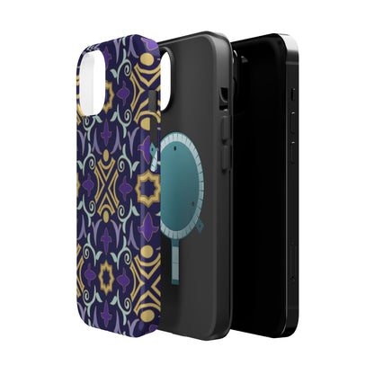 Geometric Purple and Gold Design Iphone Magnetic Tough Case