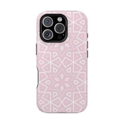 Pink and White Geometric Design Iphone Magnetic Tough Case