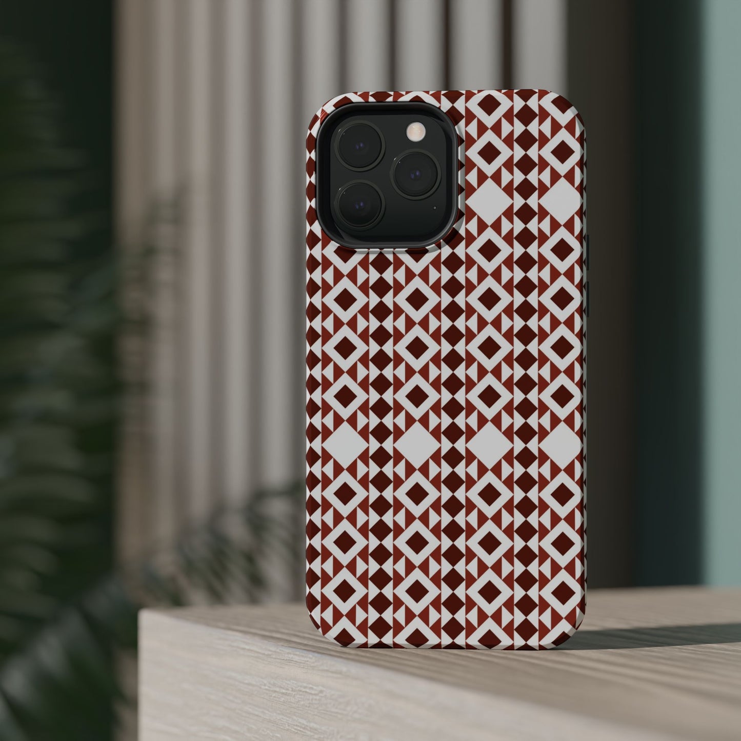 Red and White geometric Design Iphone Magnetic Tough Case