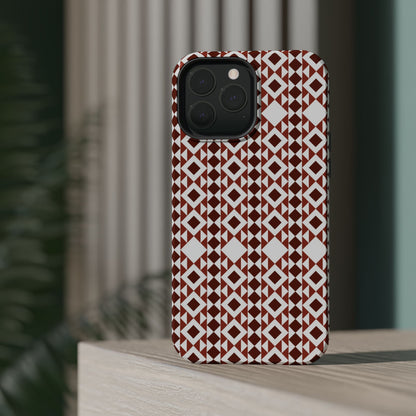 Red and White geometric Design Iphone Magnetic Tough Case