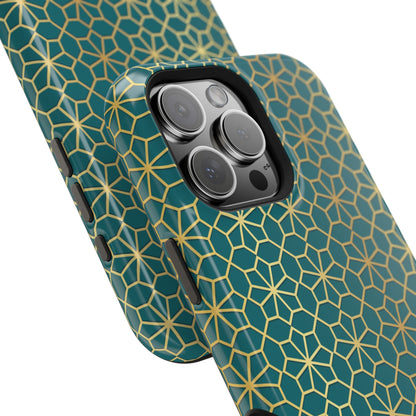 Gold and Green Flower Design - Iphone Magnetic Tough Case