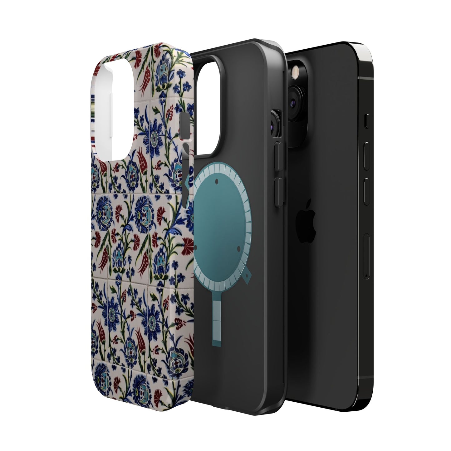 Blue ceramic Floral Design - Iphone Magnetic Tough Case