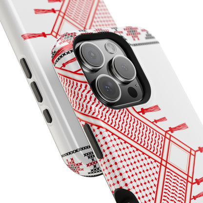 Red and White Hattah Design Iphone Magnetic Tough Case