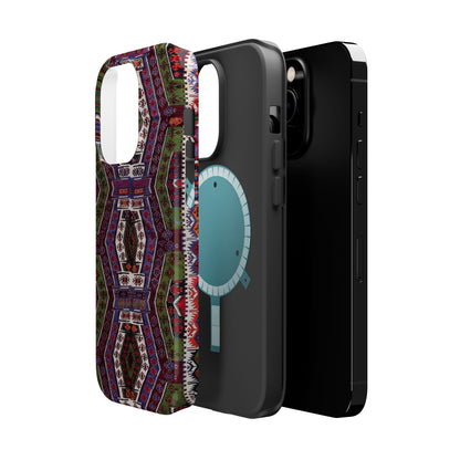 Purple and Green Geometric  Design - Iphone Magnetic Tough Case