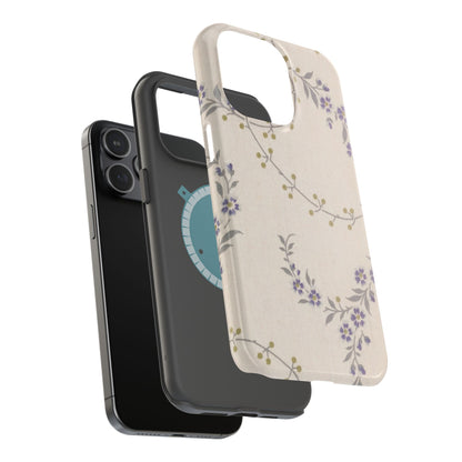 Purple Floral Design - Iphone Magnetic Tough Case