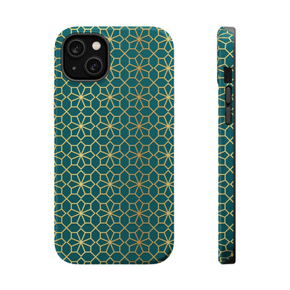 Gold and Green Flower Design - Iphone Magnetic Tough Case