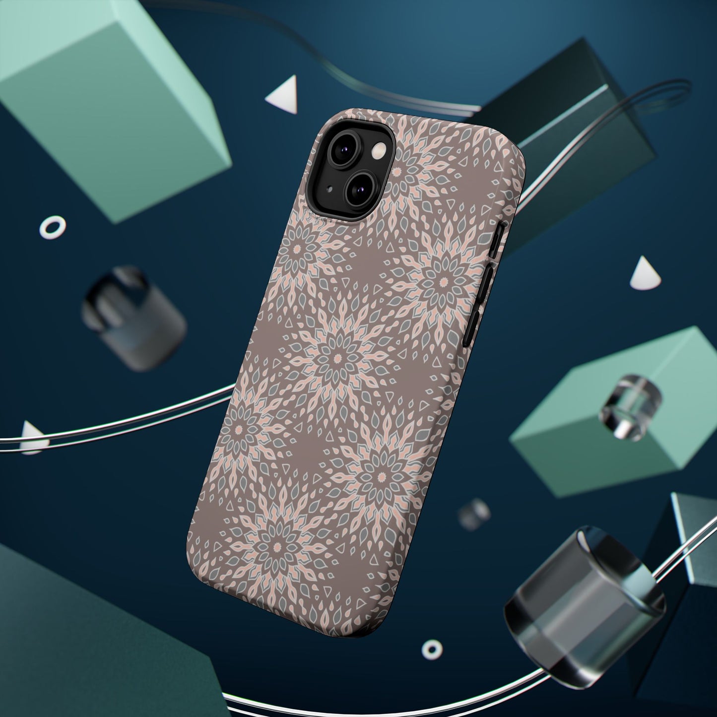 Beige Floral Design - Iphone Magnetic Tough Case