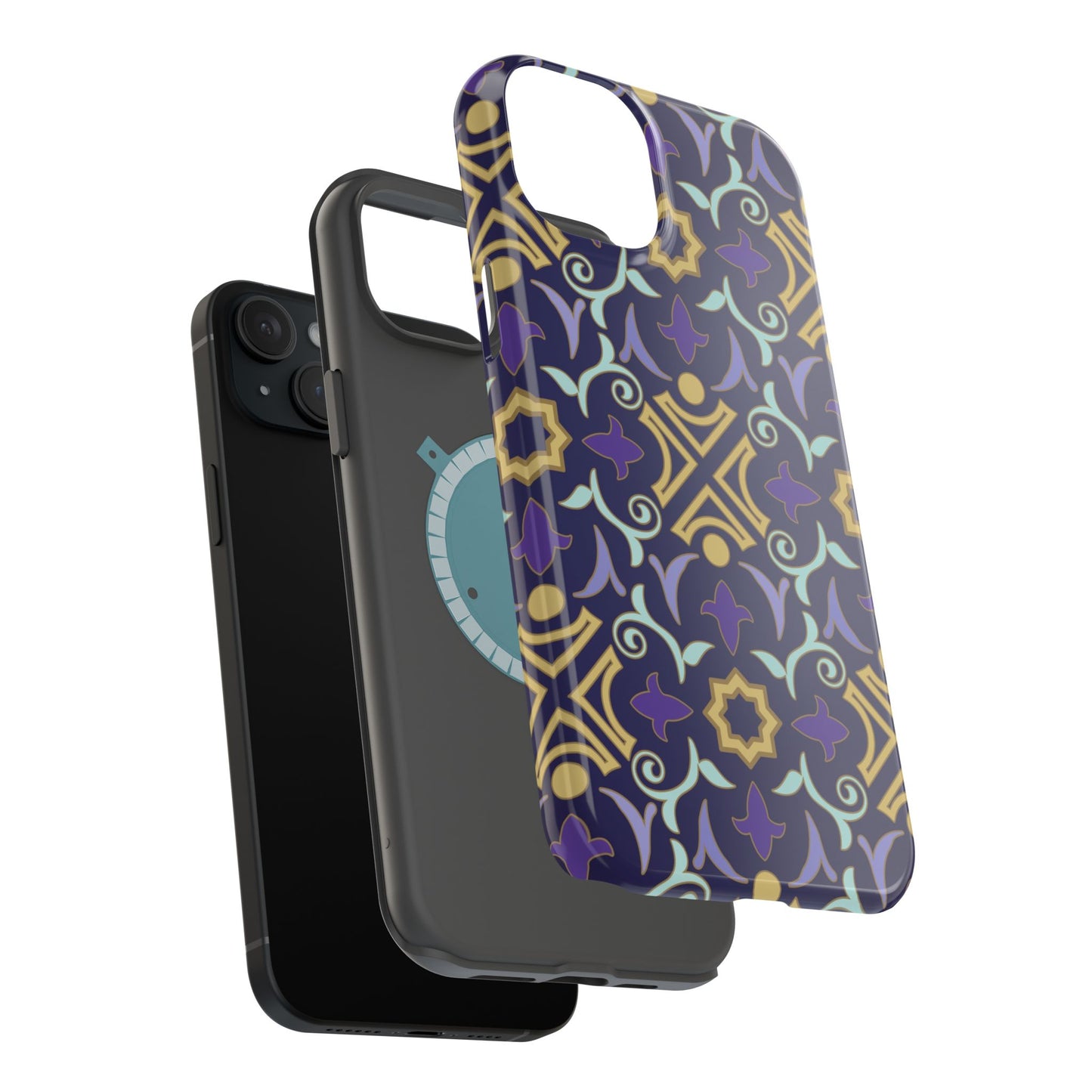 Geometric Purple and Gold Design Iphone Magnetic Tough Case