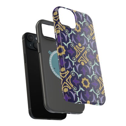 Geometric Purple and Gold Design Iphone Magnetic Tough Case
