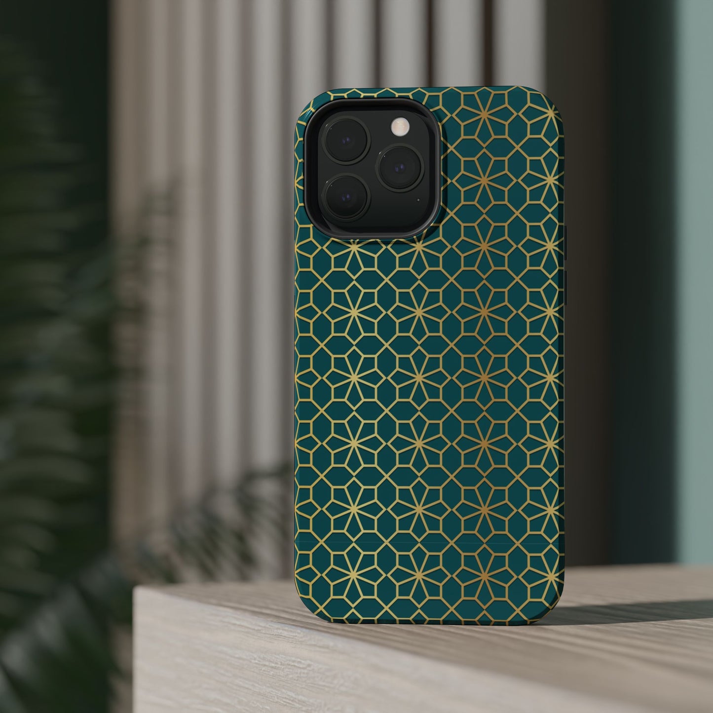 Gold and Green Flower Design - Iphone Magnetic Tough Case