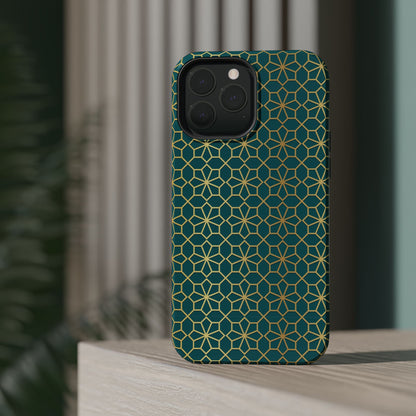 Gold and Green Flower Design - Iphone Magnetic Tough Case