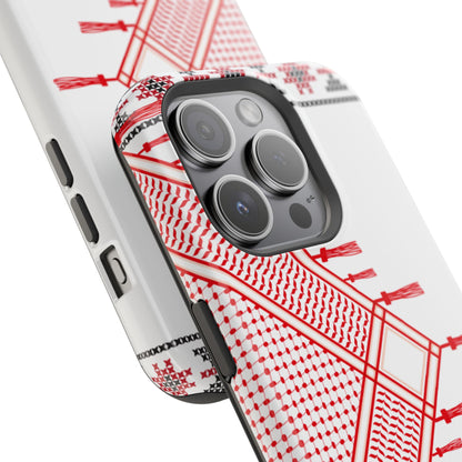 Red and White Hattah Design Iphone Magnetic Tough Case