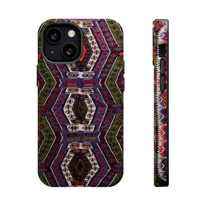 Purple and Green Geometric  Design - Iphone Magnetic Tough Case
