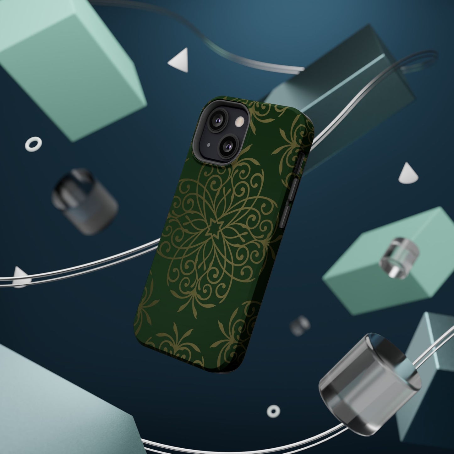 Gold and Green Flowery Design - Iphone Magnetic Tough Case