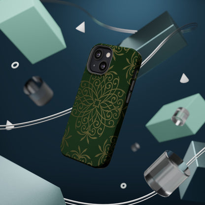 Gold and Green Flowery Design - Iphone Magnetic Tough Case