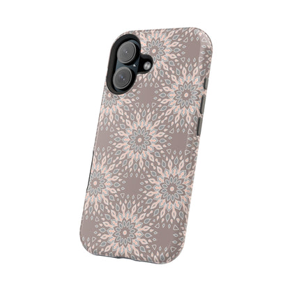 Beige Floral Design - Iphone Magnetic Tough Case