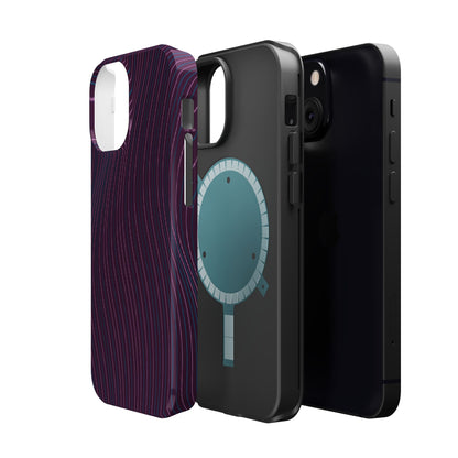 Purple Line Pattern  Design - Iphone Magnetic Tough Case