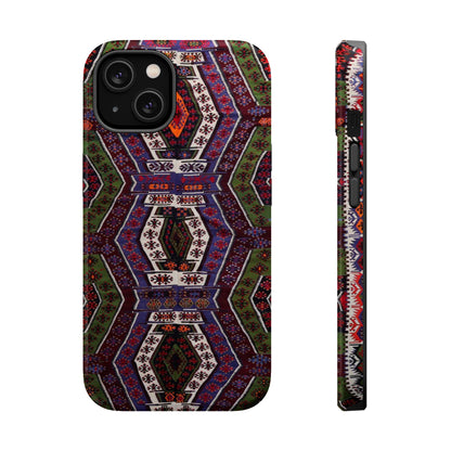 Purple and Green Geometric  Design - Iphone Magnetic Tough Case