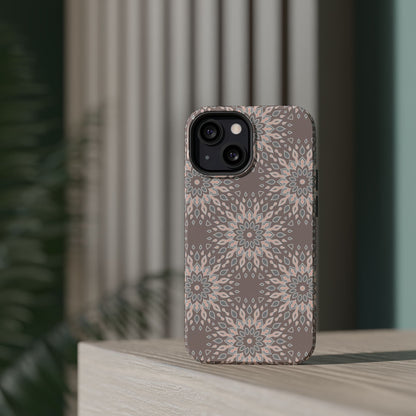 Beige Floral Design - Iphone Magnetic Tough Case