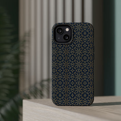 Navy and Gold Geometric Design Iphone Magnetic Tough Case